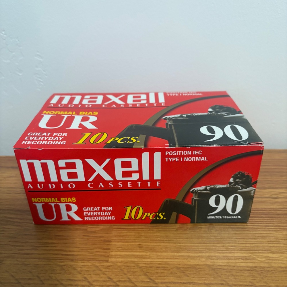 Maxell UR 90 Normal Bias Audio Cassette Tapes 10 Pack Brick Sealed Blank 90 Min